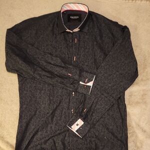 Maceoo Black Patterned Men's Casual Shirt